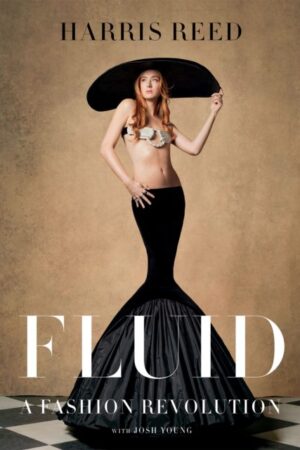 Clawr y llyfr, sydd yn cynnwys model mewn het mawr du, bra wen a sgert, hir du.